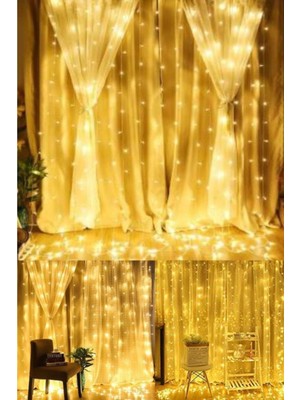 320 Led'li Çok Fonksiyonlu Dekoratif Günışığı Saçak Ip Perde 2X2M