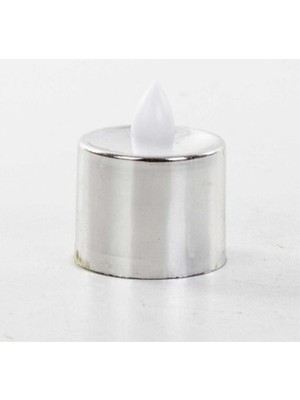 Gümüş Rengi Günışığı Pilli Mum Seti, 12 Adet, Şık ve Parlak Dekorasyon Ürünü