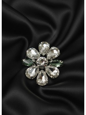 Barış Dizayn Bros Şeffaf Zümrüt Kristal Broş