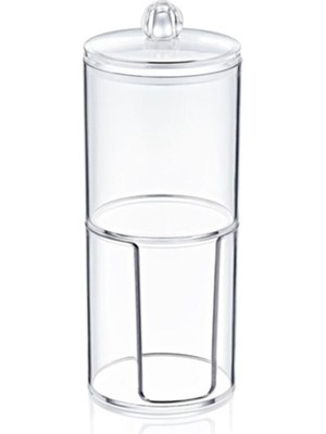 Feyza Design Çift Katlı Şeffaf Pamukluk Silindir Organizer Makyaj Düzenleyici