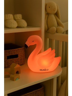 Renkli LED Flamingo Masa Lambası, Pilli, Tropikal Tasarım, Sıcak Işık Tonu