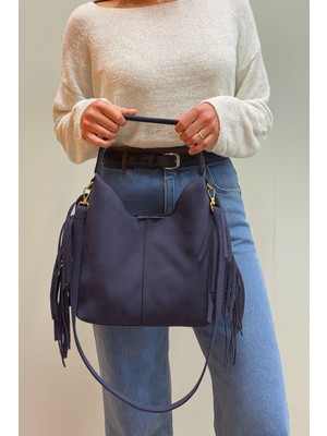 MaVaux Lea %100 Hakiki Nubuk Deri , Detaylı Şık Tasarım Süet El ve Omuz Çantası