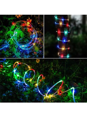 Solar Güneş Enerjili Rgb Neon Şerit 10M, Dış Mekan Bahçe Aydınlatması