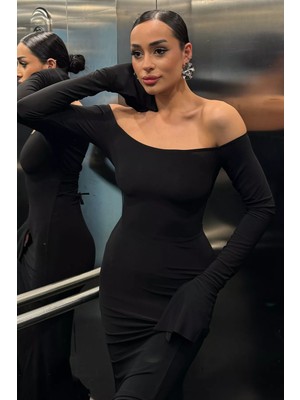 Gülseli Kadın Sırt Bağlamalı Yırtmaç Detaylı Likralı Abiye P-00019798