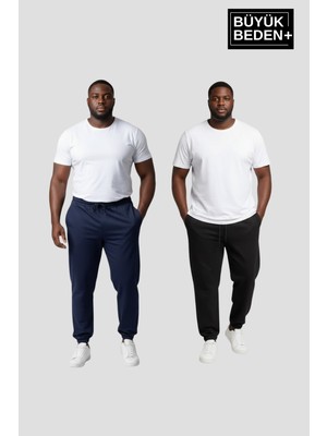 Superlife Erkek Büyük Beden Ikili Jogger Paça Lastikli Ince Eşofman Altı Seti  SPR26BEA951+2