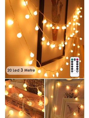 20 Ledli, Kumandalı, Renkli, Dekoratif Top, Yılbaşı Ağacı Süsü