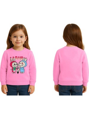 Sedirli Unisex Labubu Baskılı Çocuk Swaetshirt 3 Iplik Şardonlu