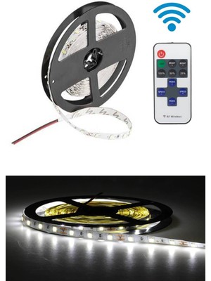 5 Metre Kumandalı Beyaz Şerit Led, 12V Adaptörlü, Şık ve Parlak Aydınlatma