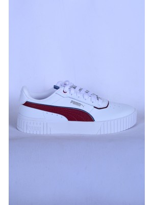 Puma 395017 07 Carina 2.0 Lux Bağcıklı Ortapedik Taban Kırmızı Detay Çizgili Beyaz Kadın Günlük Ayakkabı