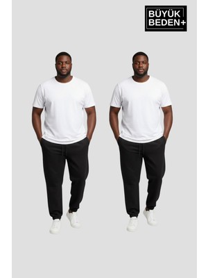 Superlife Erkek Büyük Beden Ikili Jogger Paça Lastikli Ince Eşofman Altı Seti  SPR26BEA951+2