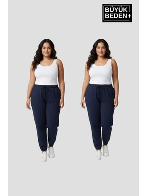 Superlife Kadın Büyük Beden Ikili Jogger Paça Lastikli Ince Eşofman Altı Seti  SPR26BEA951+2