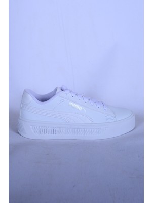 Puma 390758 01 Smash Platform V3 Bağcıklı Ortapedik Kavucuk Taban Beyaz Kadın Günlük Ayakkabı