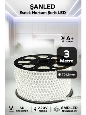 Esnek LED Hortum Şerit Beyaz, Mavi, Günışığı, Amber 220V Fişli Uzunluk Seçenekleri