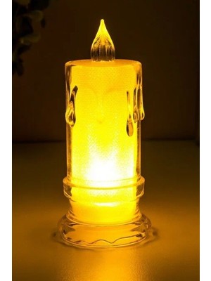 Şık 8 cm LED Plastik Mum, Iç Mekan, Romantik Loş Işık, Pilli