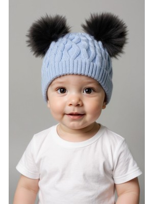 Soft and Baby Çift Ponponlu Triko Bere