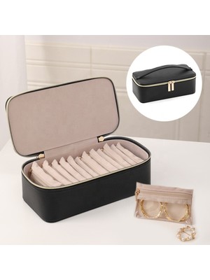 Feyza Design Şık Suni Deri Takı Çantası, 12 Mini Cüzdanlı, Yüksek Kalite Takı Kutusu