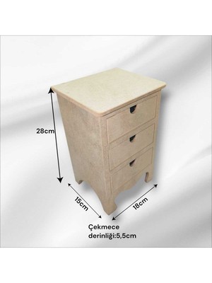 Feyza Design Boyanabilir Ahşap Ayaklı 3 Çekmeceli Takı ve Aksesuar Organizer Kutusu