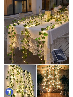 Güneş Enerjili 5 Metre Yapay Yaprak Sarmaşık, Bahçe ve Balkon Dekoru