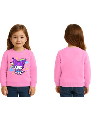 Sedirli Unisex Kuromi Baskılı Çocuk Swaetshirt 3 Iplik Şardonlu