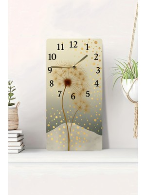 KutuTR 3D Görünümlü Karahindiba Desenli 2d Uv Baskı Mdf Tablo Saat 20X40 CM-DTS116