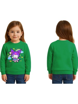 Sedirli Unisex Kuromi Baskılı Çocuk Swaetshirt 3 Iplik Şardonlu