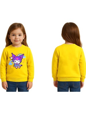Sedirli Unisex Kuromi Baskılı Çocuk Swaetshirt 3 Iplik Şardonlu