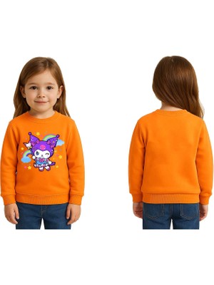 Sedirli Unisex Kuromi Baskılı Çocuk Swaetshirt 3 Iplik Şardonlu