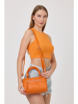 Hüvendo Orta Boy Speedy Uzun Askılı Kadın Günlük El ve Omuz Çantası Turuncu