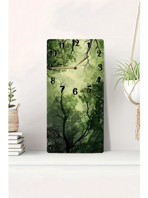 KutuTR 3D Görünümlü 2d Uv Baskı Mdf Tablo Saat – Orman ve Güneş Işığı Temalı Doğa Dekoru – 20X40 CM-DTS243