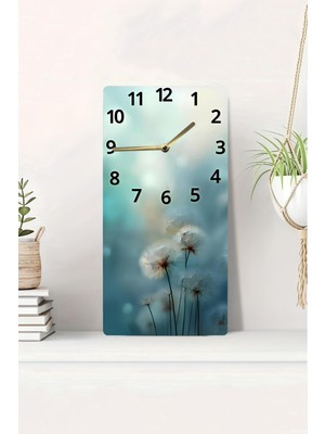 KutuTR 3D Görünümlü 2d Uv Baskı Mdf Tablo Saat 20X40 cm – Mavi Tonlarda Karahindiba Çiçeği TEMALI-DTS210