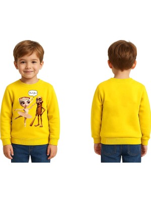 Sedirli Unisex Braınrot Baskılı Çocuk Swaetshirt 3 Iplik Şardonlu