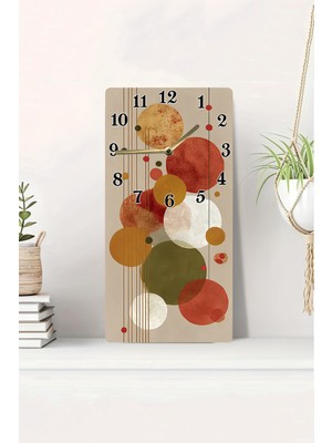 KutuTR 3D Görünümlü 2d Uv Baskı Mdf Tablo Saat – Soyut Renkli Daireler Tasarımlı – 20X40 CM-DTS110