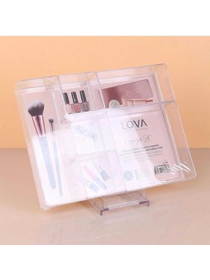 Feyza Design Şık 6 Bölmeli Takı ve Aksesuar Organizeri, Dikdörtgen Makyaj Kutusu