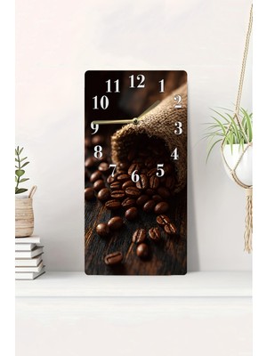 KutuTR 3D Görünümlü 2d Uv Baskı Mdf Tablo Saat – Kahve Çekirdeği ve Jüt Dokulu Tasarım – 20X40 CM-DTS132
