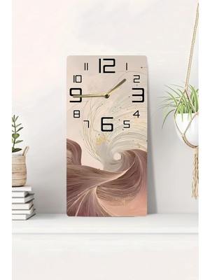 KutuTR 3D Görünümlü 2d Uv Baskı Mdf Tablo Saat – Modern Soyut Dalga Deseni – 20X40 CM-DTS193