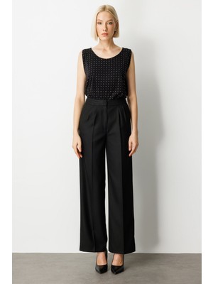 Ekol  Pile Detaylı Bol Paça Pantolon 5059