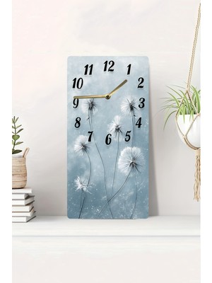 KutuTR 3D Görünümlü Karahindiba Desenli 2d Uv Baskı Mdf Tablo Saat 20X40 CM-DTS111