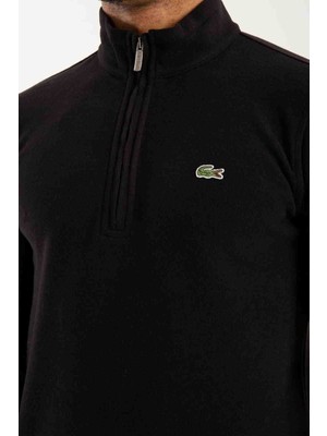Lacoste Fermuar Yaka Regular Fit Siyah Uzun Kol