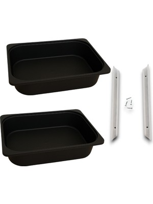 Feyza Design 2’li Siyah Plastik Çekmece ve Dolap Organizer Seti (41X30X10 Cm)