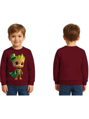 Sedirli Unisex Groot Baskılı Çocuk Swaetshirt 3 Iplik Şardonlu