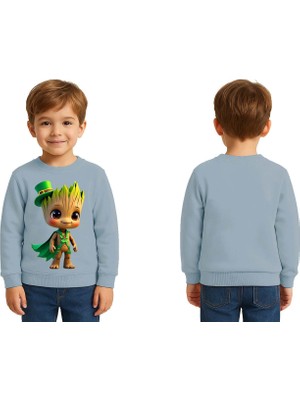 Sedirli Unisex Groot Baskılı Çocuk Swaetshirt 3 Iplik Şardonlu