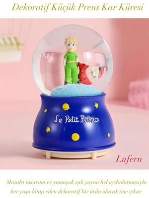 Lufern Dekoratif Küçük Prens Kar Küresi Işıklı Küçük Boy 6.5cm Masa Raf Çalışma Alanı Hediye LED Aydınlatma