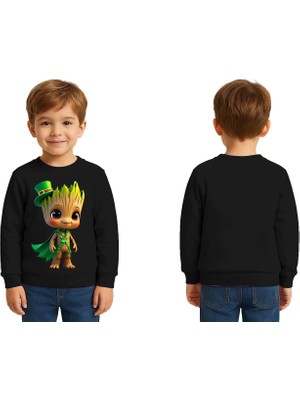 Sedirli Unisex Groot Baskılı Çocuk Swaetshirt 3 Iplik Şardonlu