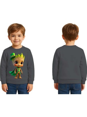 Sedirli Unisex Groot Baskılı Çocuk Swaetshirt 3 Iplik Şardonlu