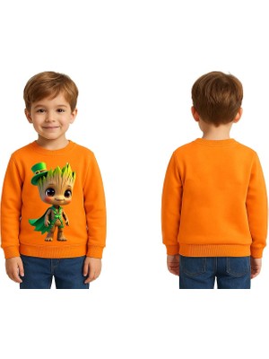 Sedirli Unisex Groot Baskılı Çocuk Swaetshirt 3 Iplik Şardonlu