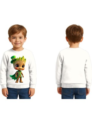 Sedirli Unisex Groot Baskılı Çocuk Swaetshirt 3 Iplik Şardonlu