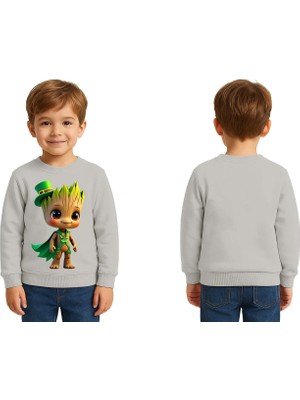 Sedirli Unisex Groot Baskılı Çocuk Swaetshirt 3 Iplik Şardonlu