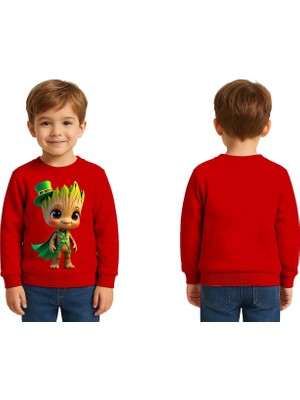 Sedirli Unisex Groot Baskılı Çocuk Swaetshirt 3 Iplik Şardonlu