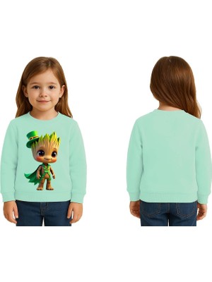 Sedirli Unisex Groot Baskılı Çocuk Swaetshirt 3 Iplik Şardonlu