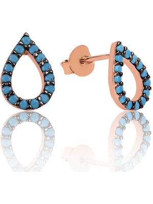 Fm Gümüş Firuze Taşlı Aşk Damla Küpe